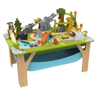 Masuta tematica Aventuri Safari Run Kidkraft - Set cu masa de joaca din lemn cu piste de trenulete Masuta tematica Aventuri Safari Run Kidkraft - Set cu masa de joaca din lemn cu piste de trenulete